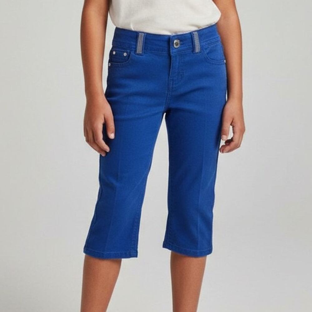 LULU LUV Girls Denim Jeans Pants Blue with Rhinestones Size 8